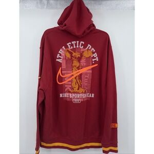 Nike Hoodie XL Red Gold Logo Athletic Dept Sportswear 1972 Swoosh Logo Pullover